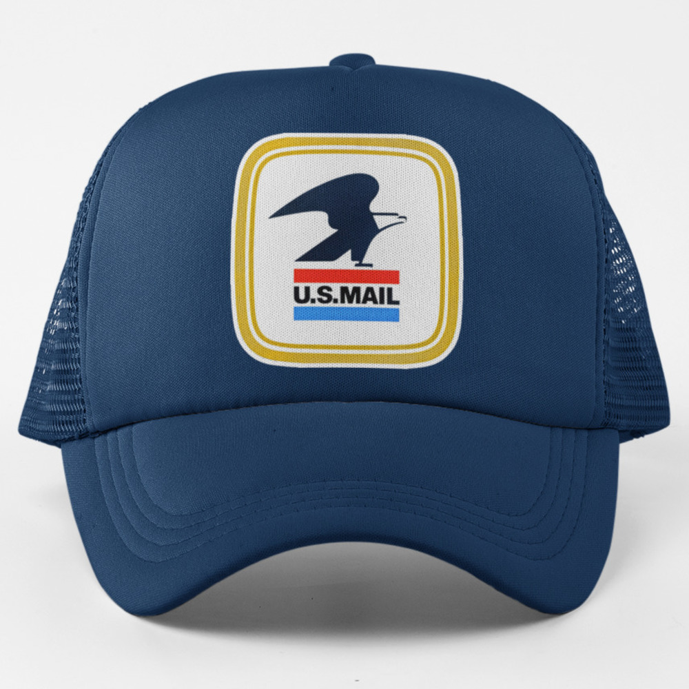 NEW US Mail Mailman Retro Logo Trucker Mesh Snapback Hat NAVY